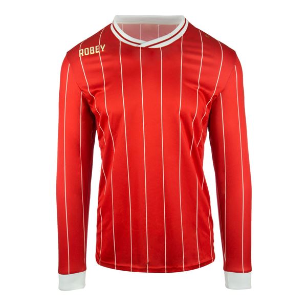 Afbeelding van Robey Pinstripe Voetbalshirt - Rood (Lange Mouwen)