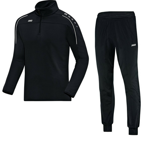 leeg Twinkelen Tom Audreath JAKO Classico Trainingspak met Zip Top - Zwart | Teamkleding.eu