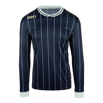 Afbeeldingen van Robey Pinstripe Voetbalshirt - Navy Blauw (Lange Mouwen) - Kinderen