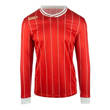 Afbeeldingen van Robey Pinstripe Voetbalshirt - Rood (Lange Mouwen) - Kinderen