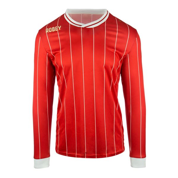 Afbeelding van Robey Pinstripe Voetbalshirt - Rood (Lange Mouwen) - Kinderen